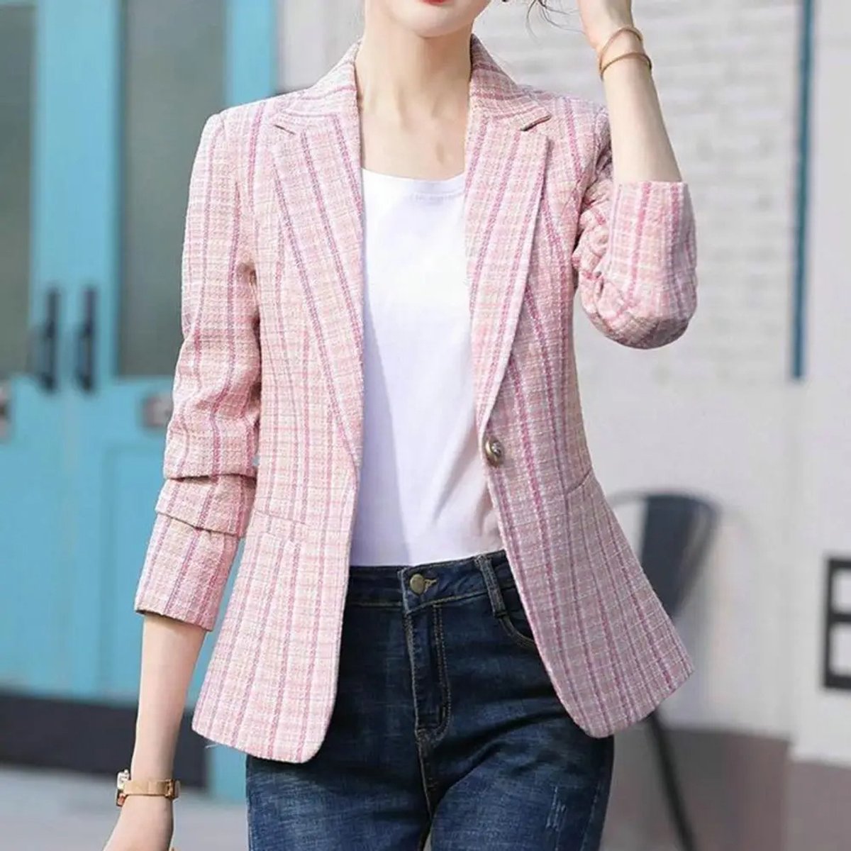 Emma | Elegant Plaid Tailored Blazer - Solfae