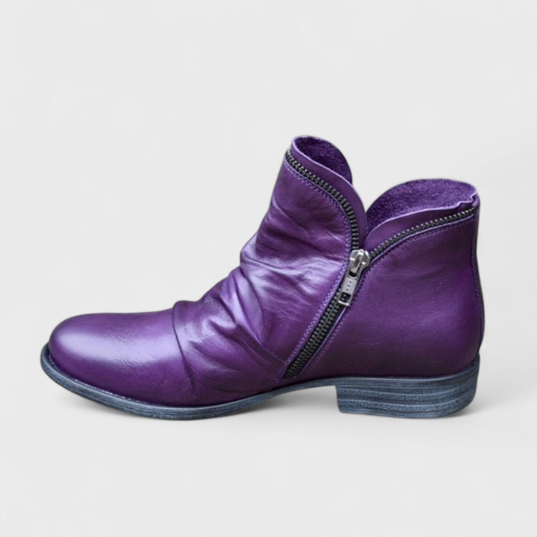 Erica | Comfortable Ruched Leather Boots - Solfae