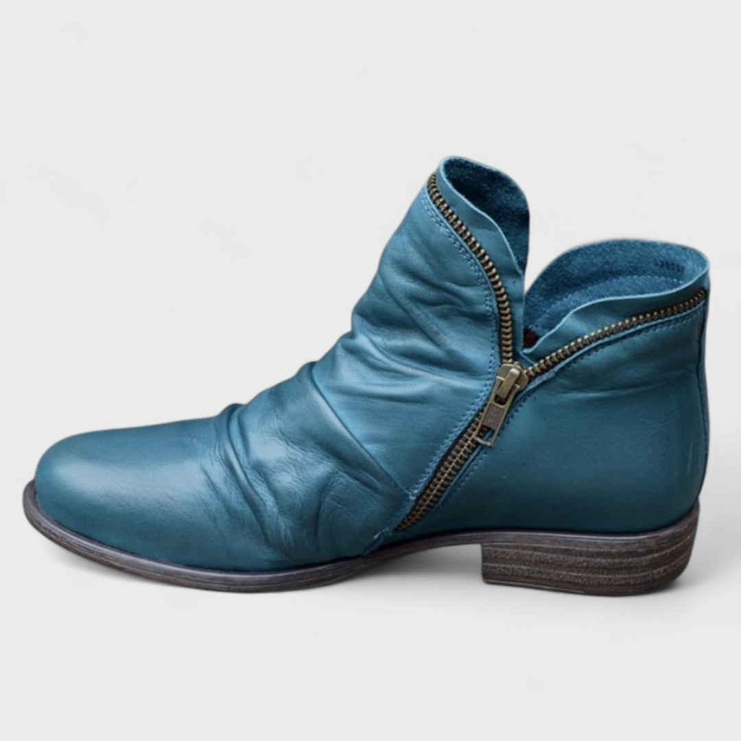 Erica | Comfortable Ruched Leather Boots - Solfae