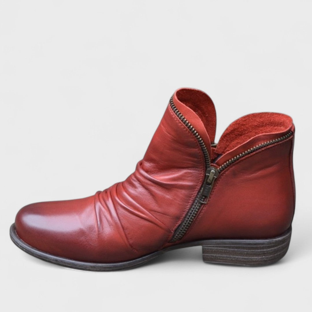 Erica | Comfortable Ruched Leather Boots - Solfae
