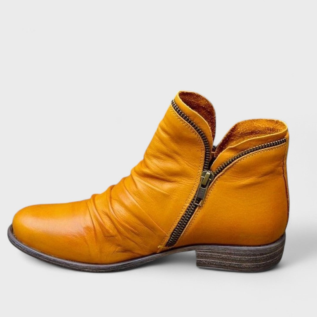 Erica | Comfortable Ruched Leather Boots - Solfae
