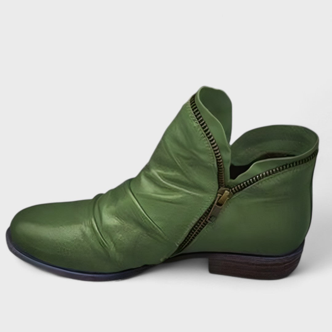 Erica | Comfortable Ruched Leather Boots - Solfae