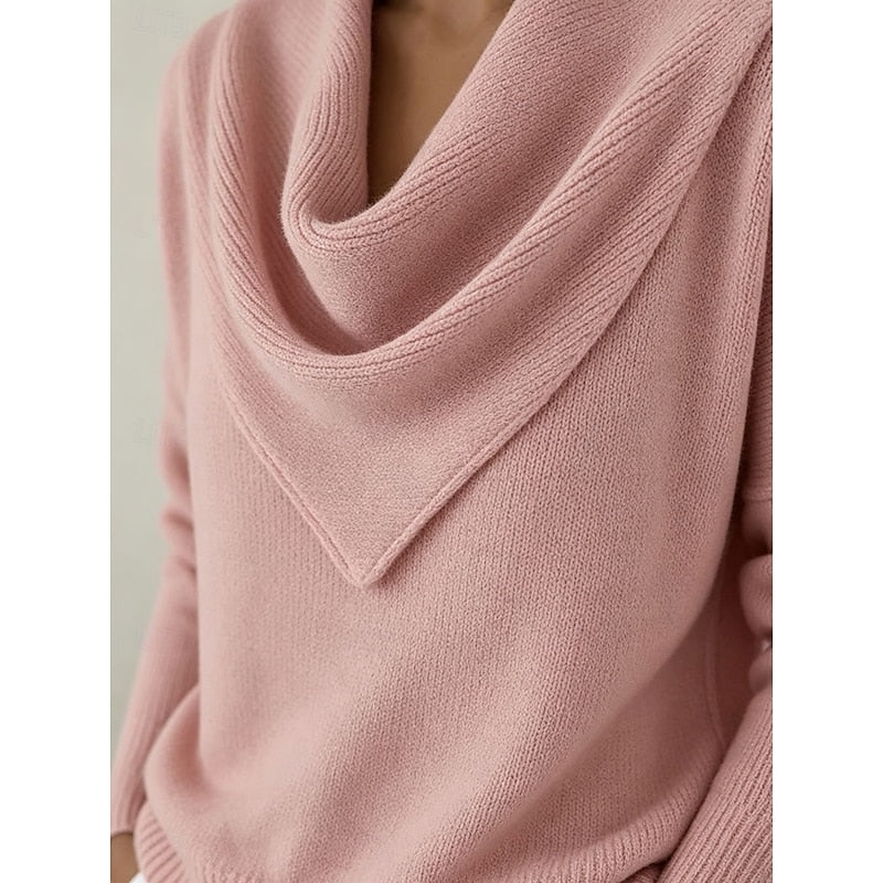 Heather | Elegant Cowl-Neck Knit Sweater - Solfae