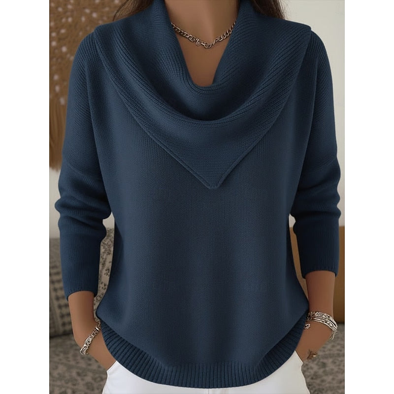 Heather | Elegant Cowl-Neck Knit Sweater - Solfae