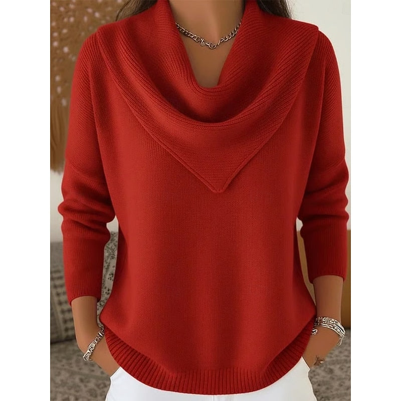 Heather | Elegant Cowl-Neck Knit Sweater - Solfae