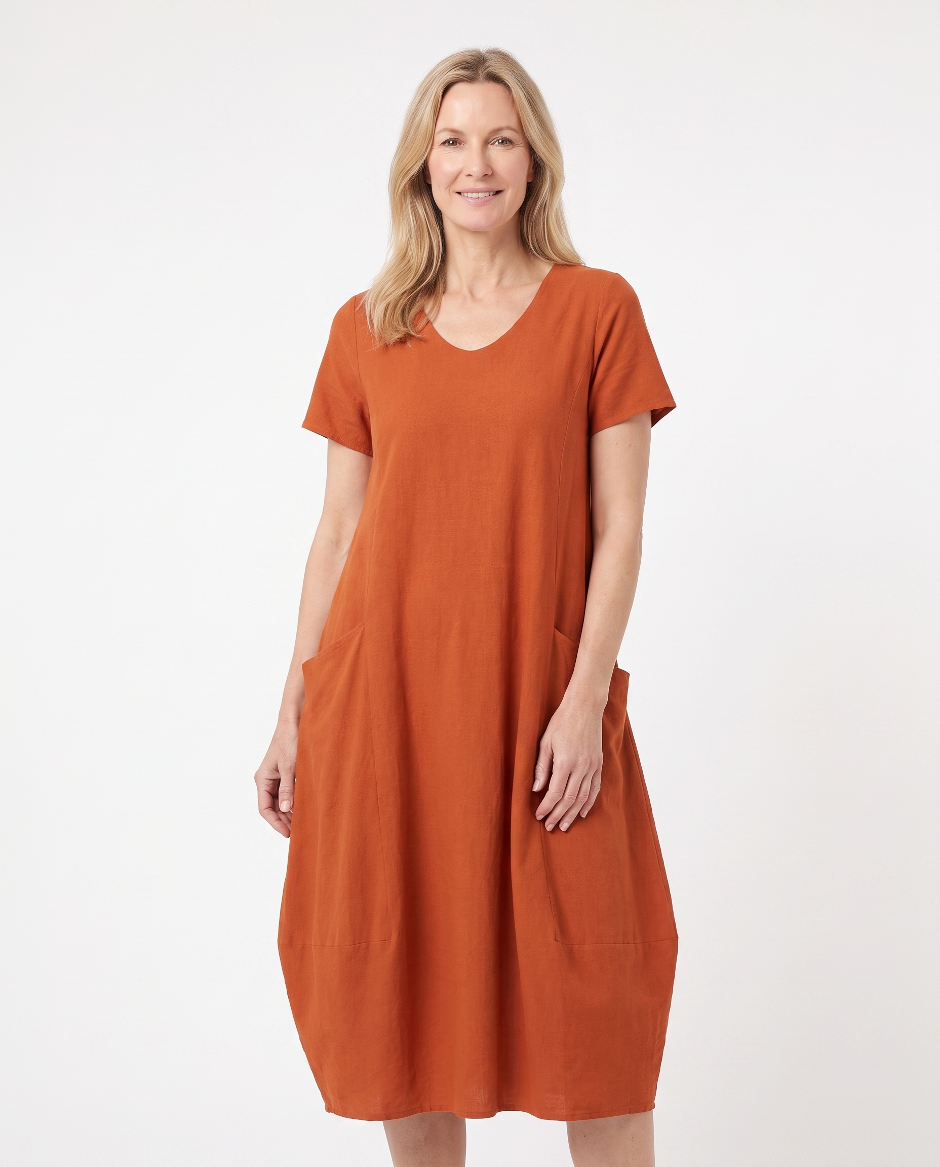 Heather | Elegant Linen Cocoon Dress - Solfae