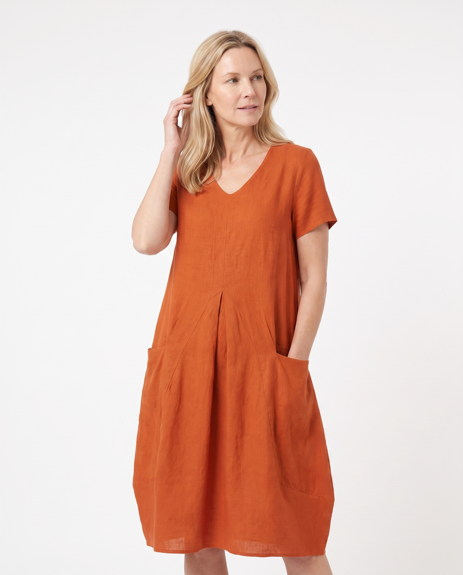 Heather | Elegant Linen Cocoon Dress - Solfae
