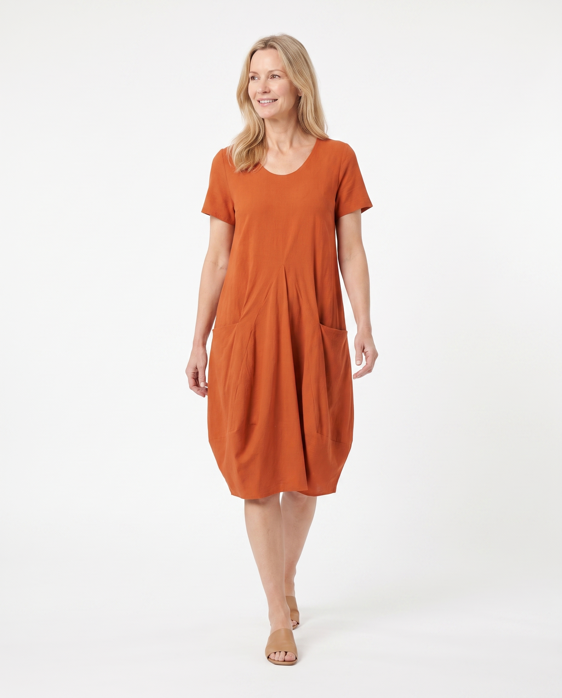 Heather | Elegant Linen Cocoon Dress - Solfae