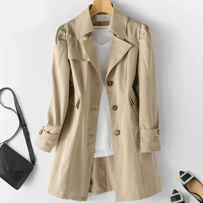 Heather | Elegant Mid-Length Trench Coat - Solfae