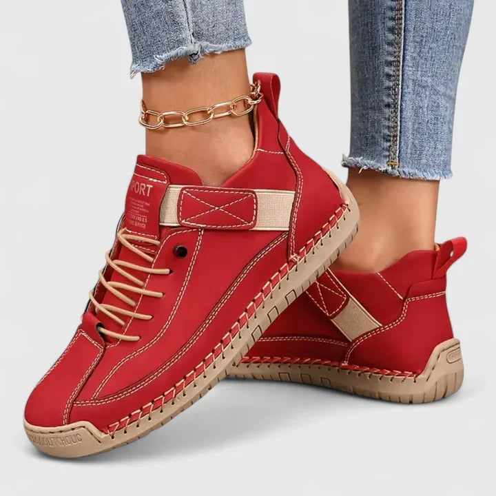 Jennifer | Comfortable Stitched Leather Sneakers - Solfae