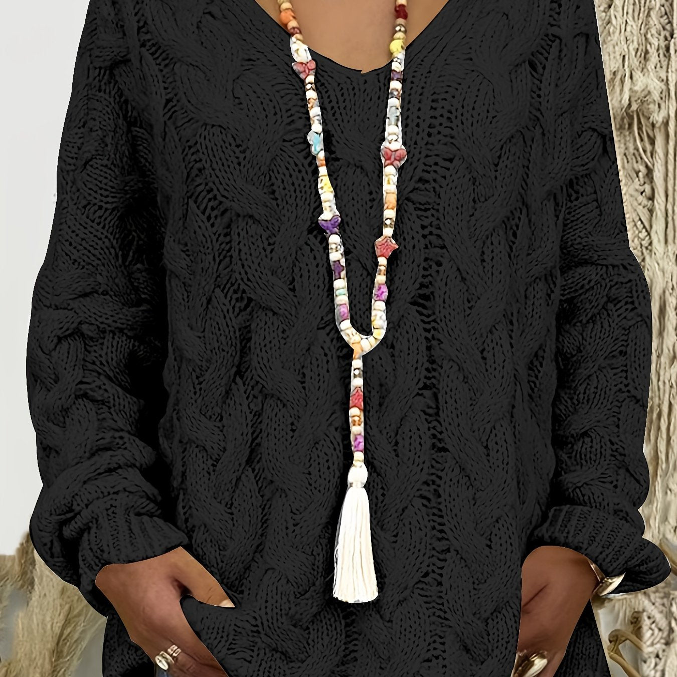 Jennifer | Elegant Cable-Knit V-Neck Sweater - Solfae