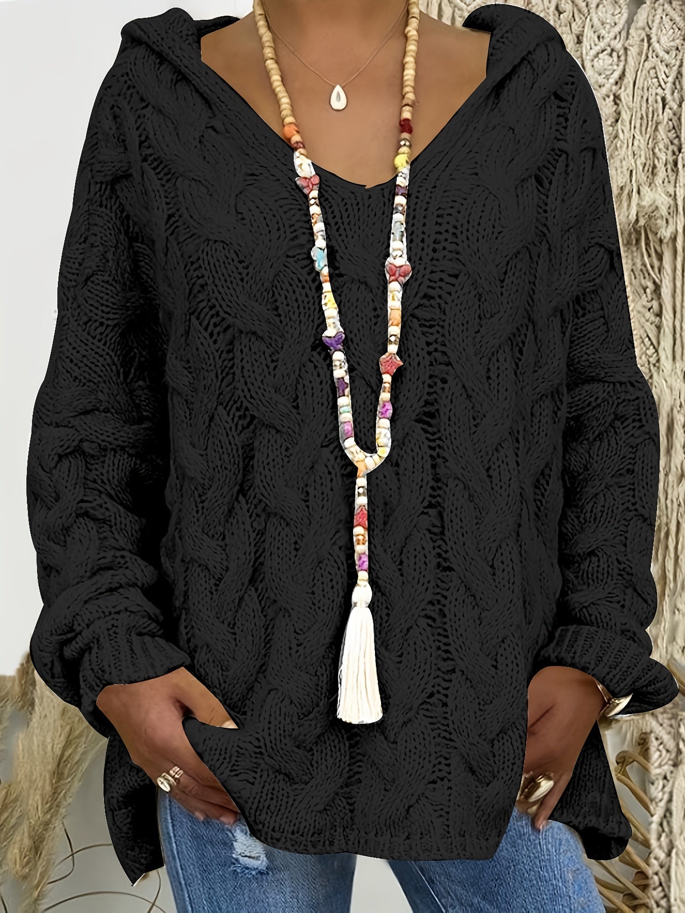 Jennifer | Elegant Cable-Knit V-Neck Sweater - Solfae