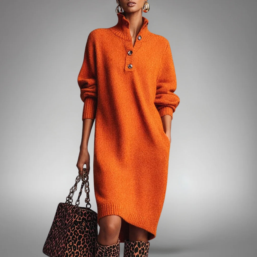 Jennifer | Elegant Knit Sweater Dress - Solfae