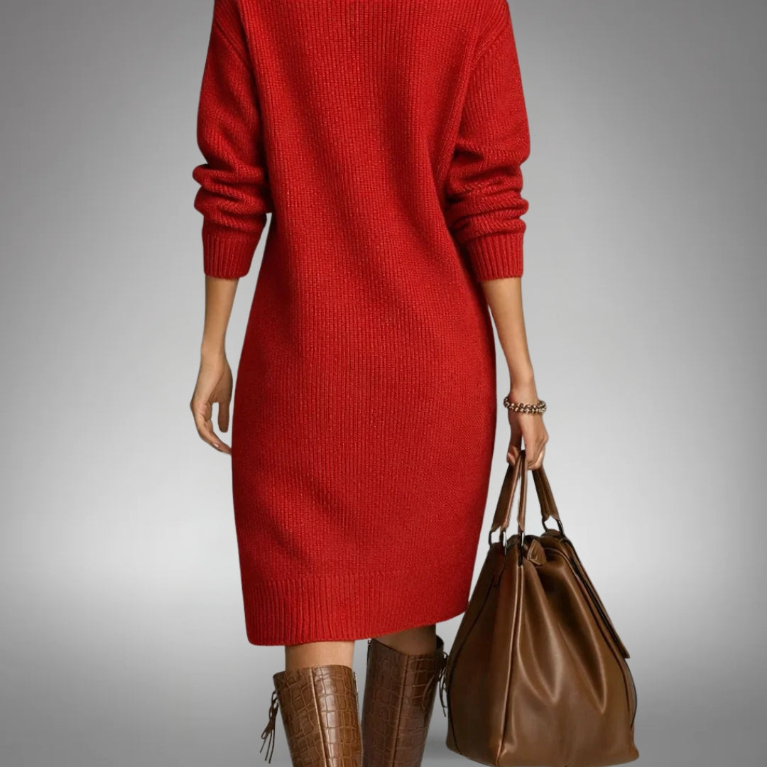 Jennifer | Elegant Knit Sweater Dress - Solfae