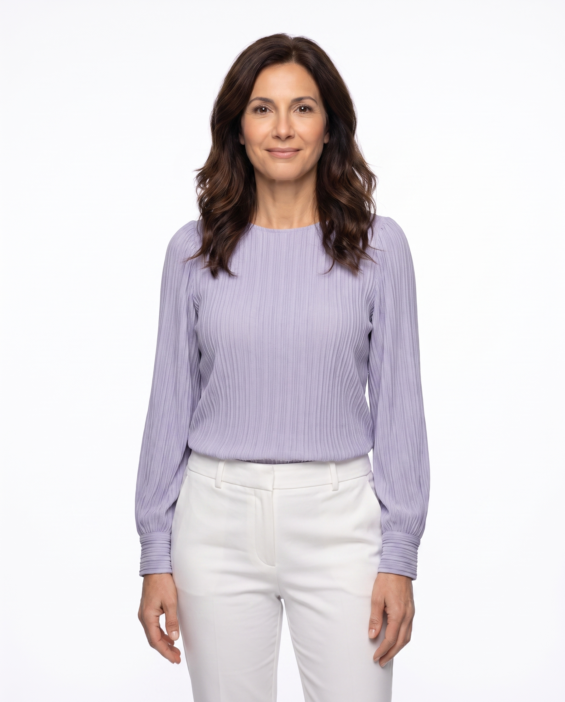 Jennifer | Elegant Pleated Bishop-Sleeve Blouse - Solfae
