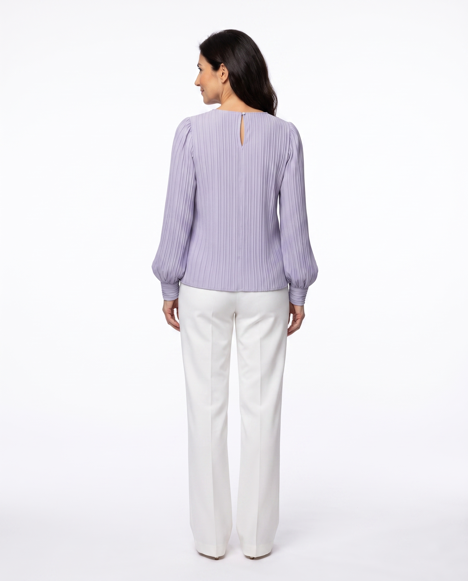 Jennifer | Elegant Pleated Bishop-Sleeve Blouse - Solfae