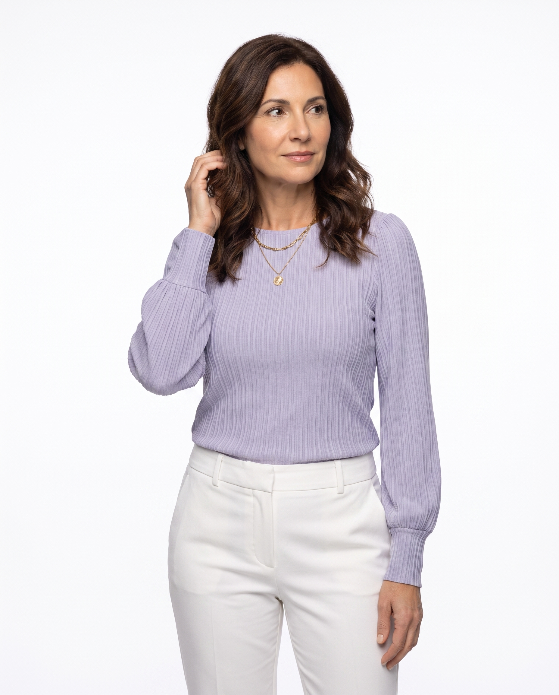 Jennifer | Elegant Pleated Bishop-Sleeve Blouse - Solfae
