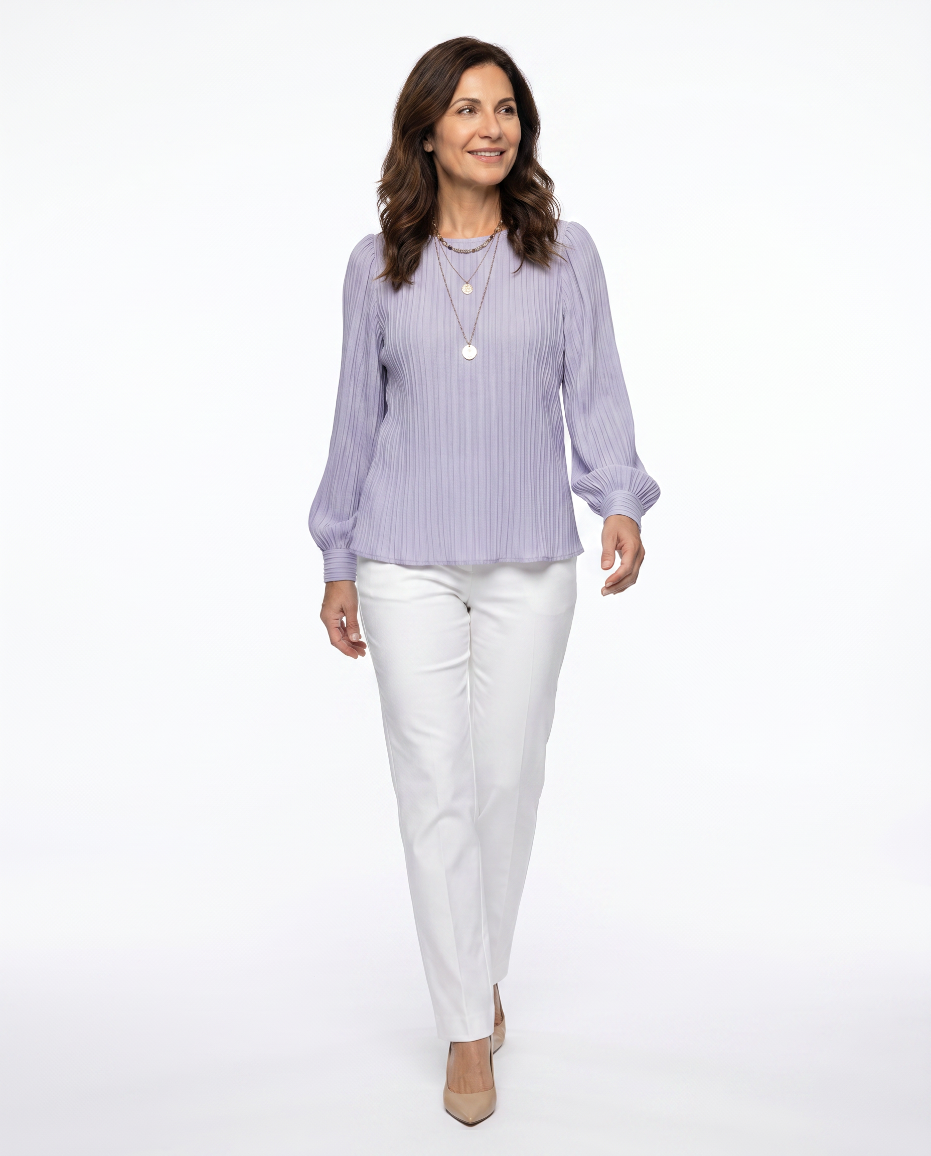 Jennifer | Elegant Pleated Bishop-Sleeve Blouse - Solfae