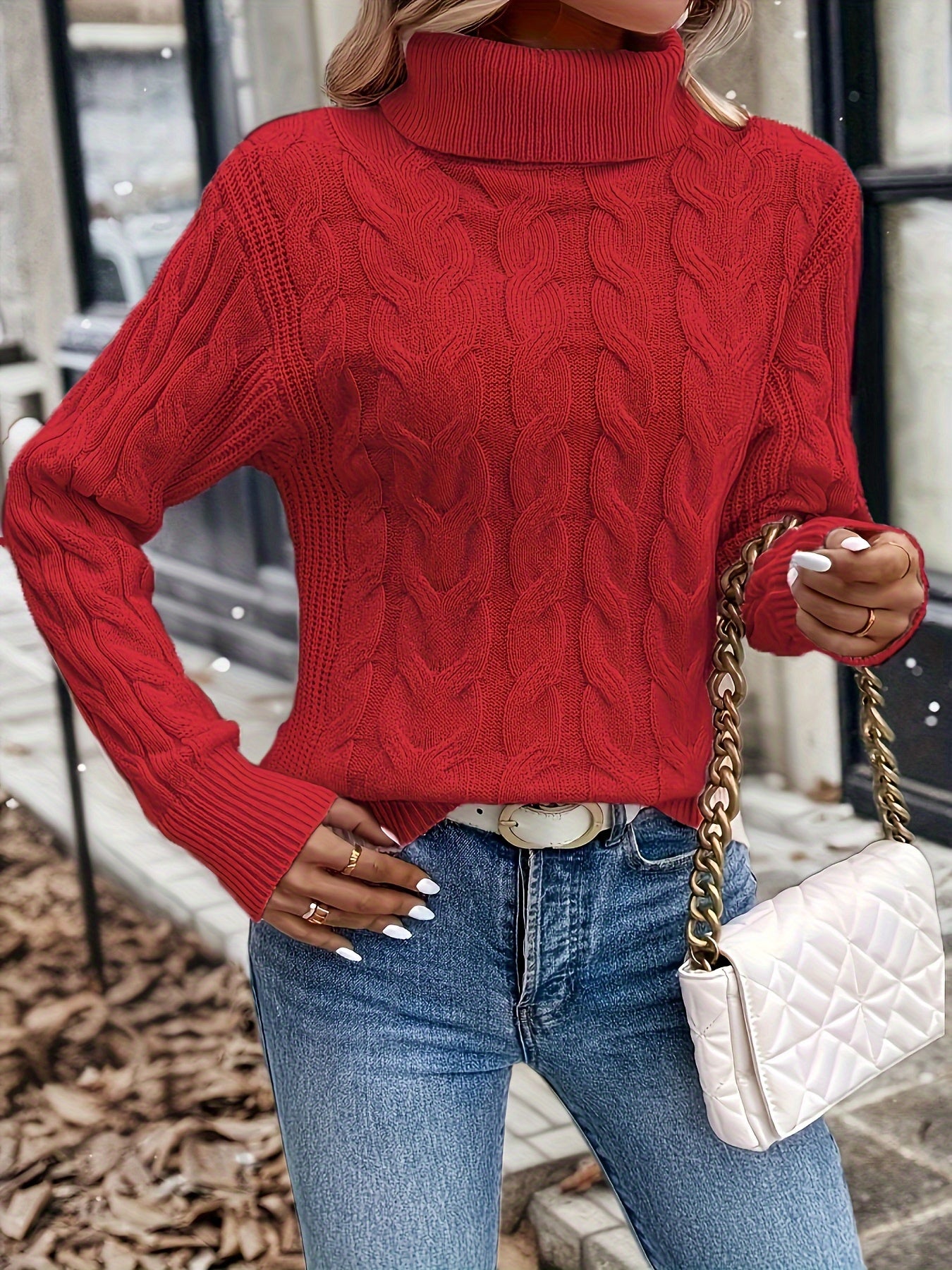 Jessica | Elegant Cable-Knit Turtleneck Sweater - Solfae