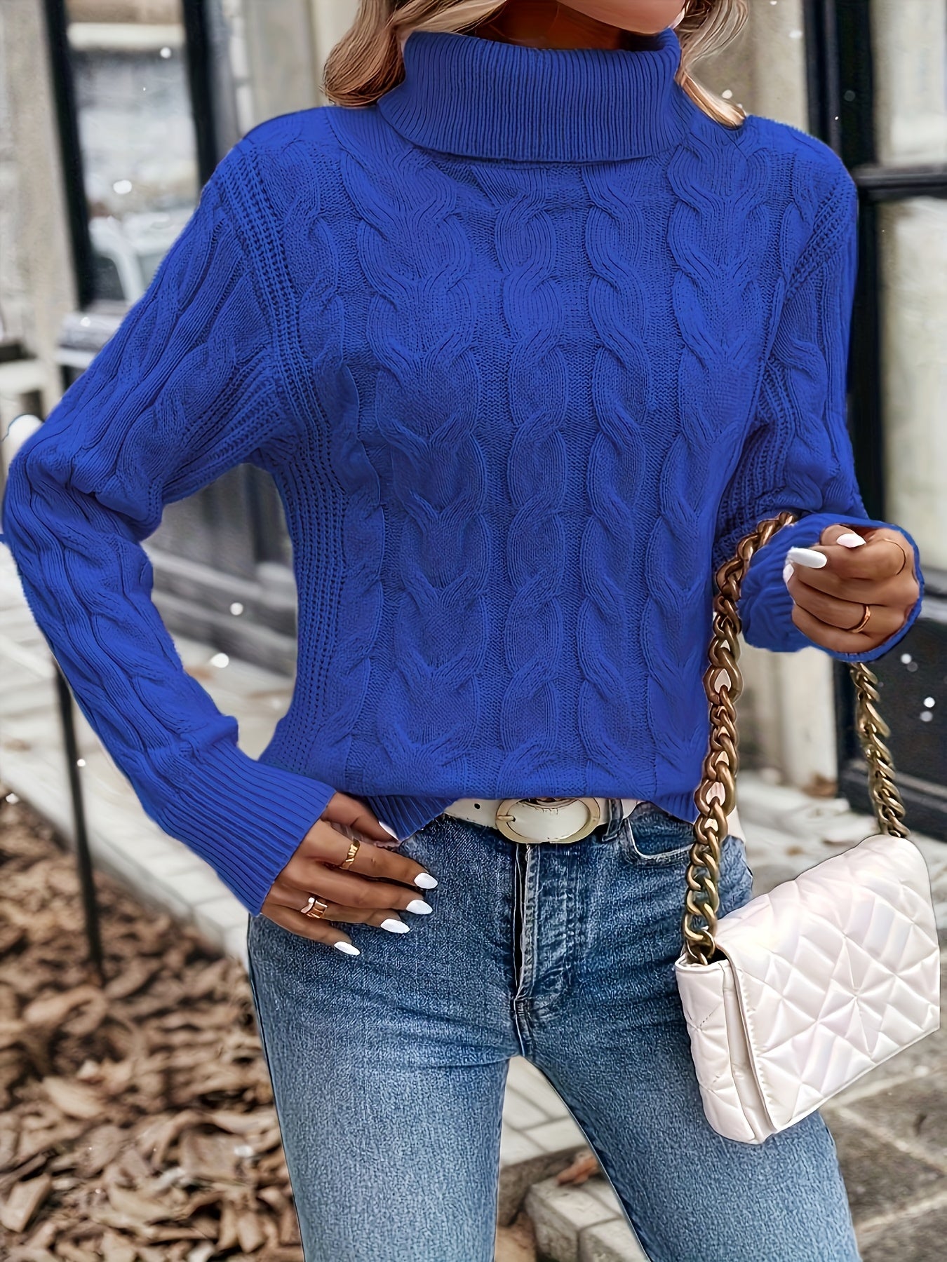 Jessica | Elegant Cable-Knit Turtleneck Sweater - Solfae