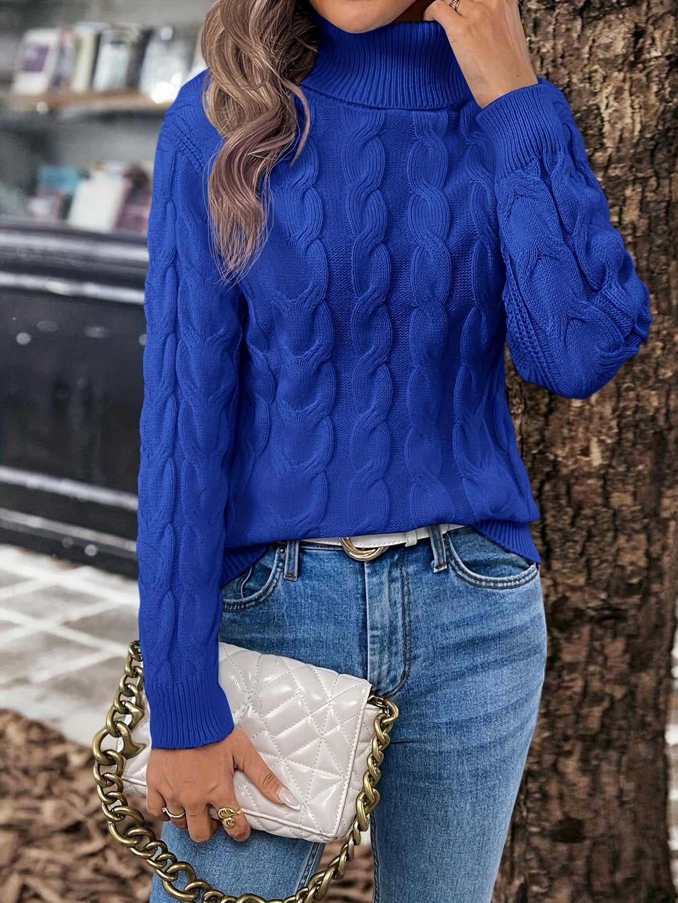 Jessica | Elegant Cable-Knit Turtleneck Sweater - Solfae