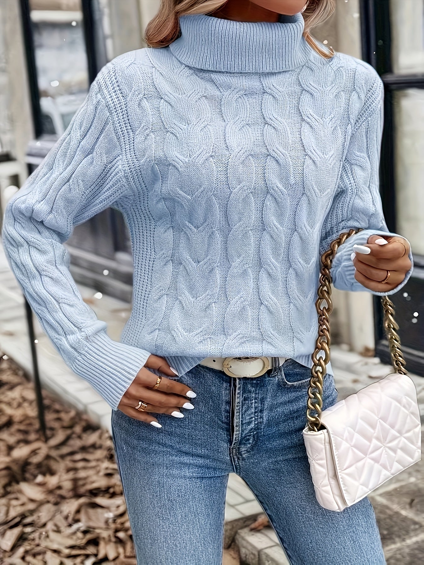 Jessica | Elegant Cable-Knit Turtleneck Sweater - Solfae