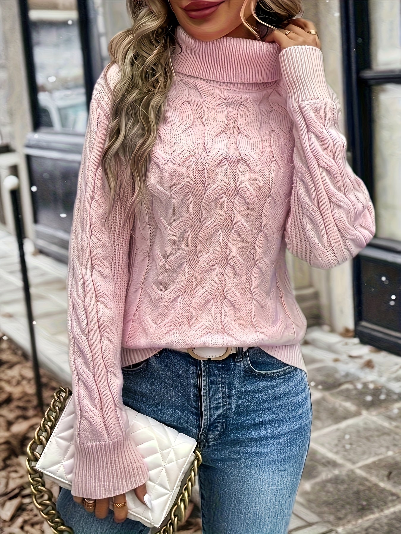 Jessica | Elegant Cable-Knit Turtleneck Sweater - Solfae
