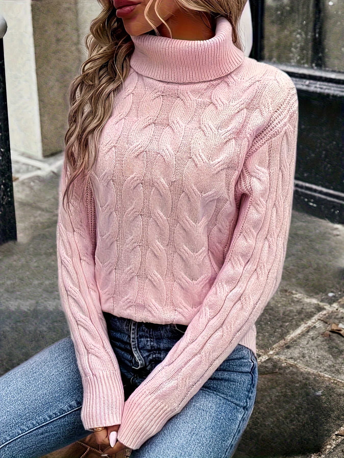 Jessica | Elegant Cable-Knit Turtleneck Sweater - Solfae