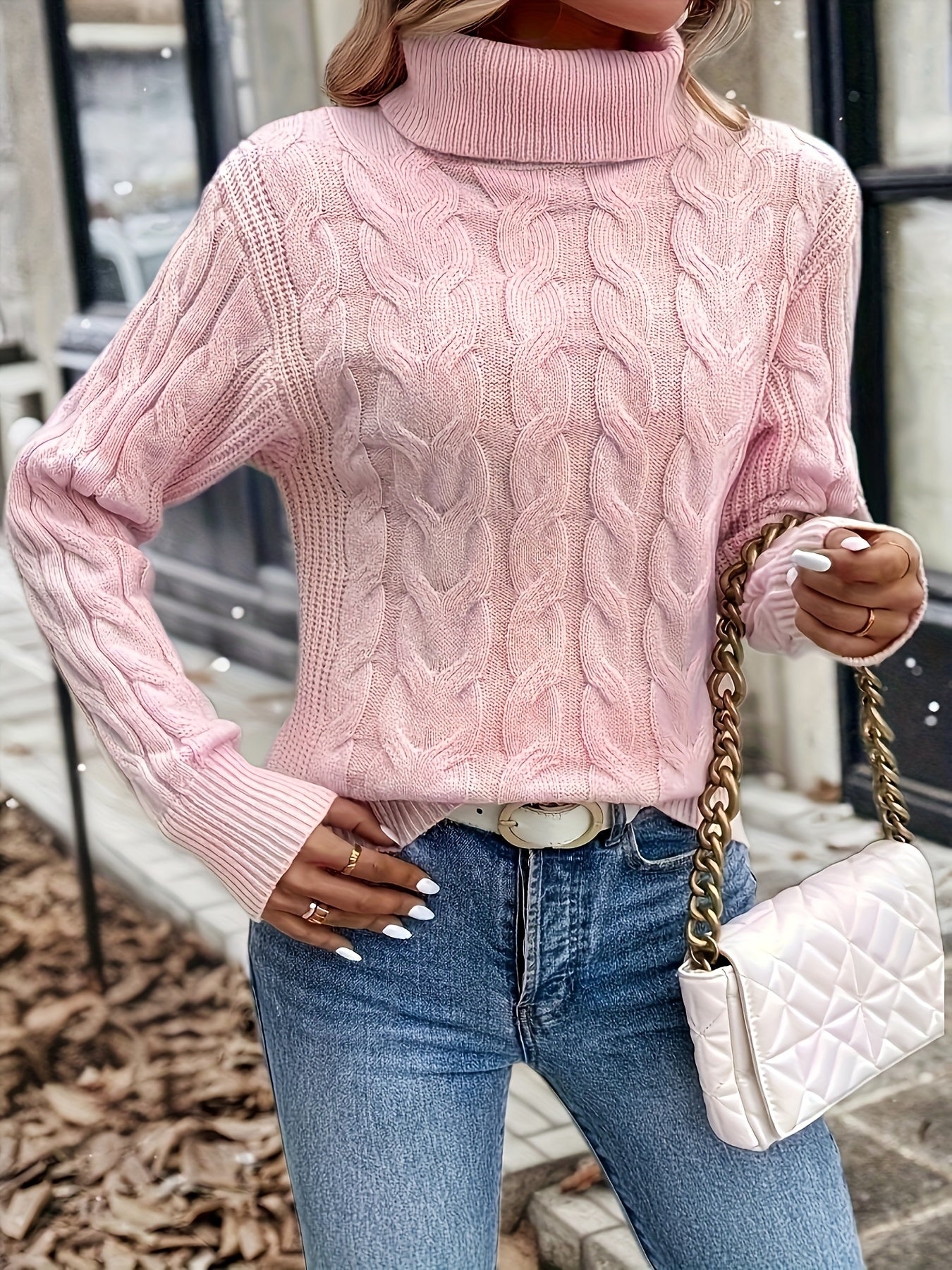 Jessica | Elegant Cable-Knit Turtleneck Sweater - Solfae