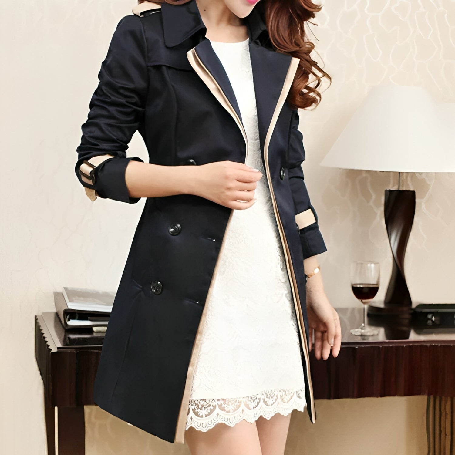 Jessica | Elegant Double-Breasted Trench Coat - Solfae