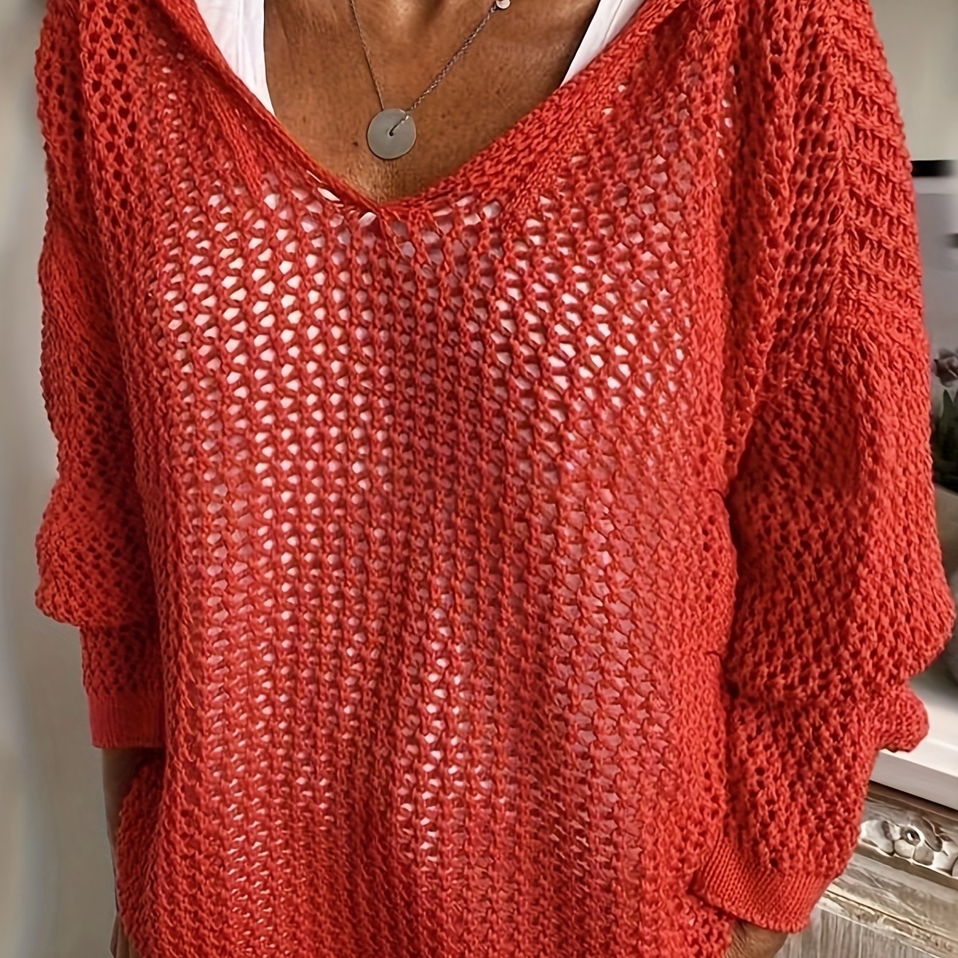 Jessica | Elegant Open-Knit Hooded Sweater - Solfae
