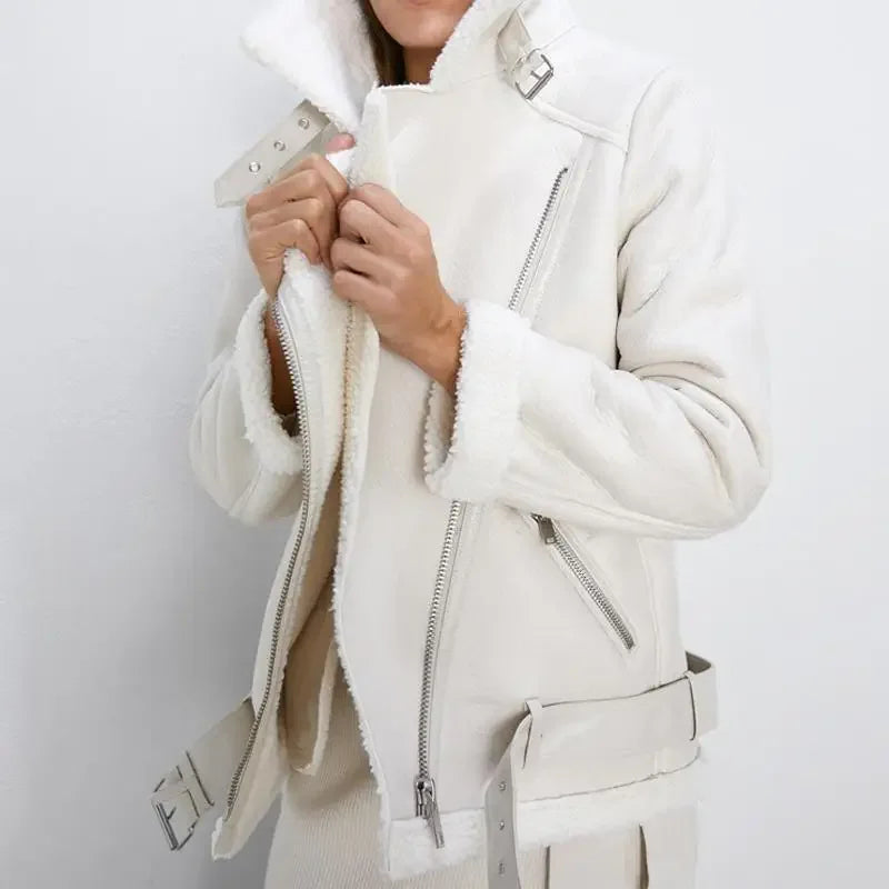 Jessica | Elegant Shearling Aviator Jacket - Solfae