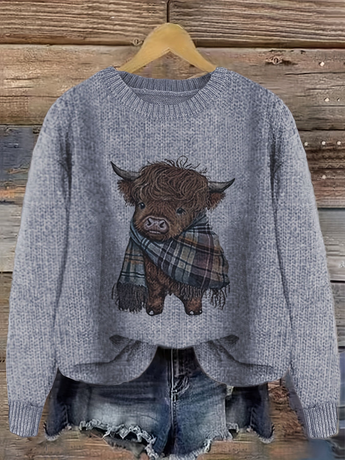 Jessica | Stylish Highland Cow Sweater - Solfae