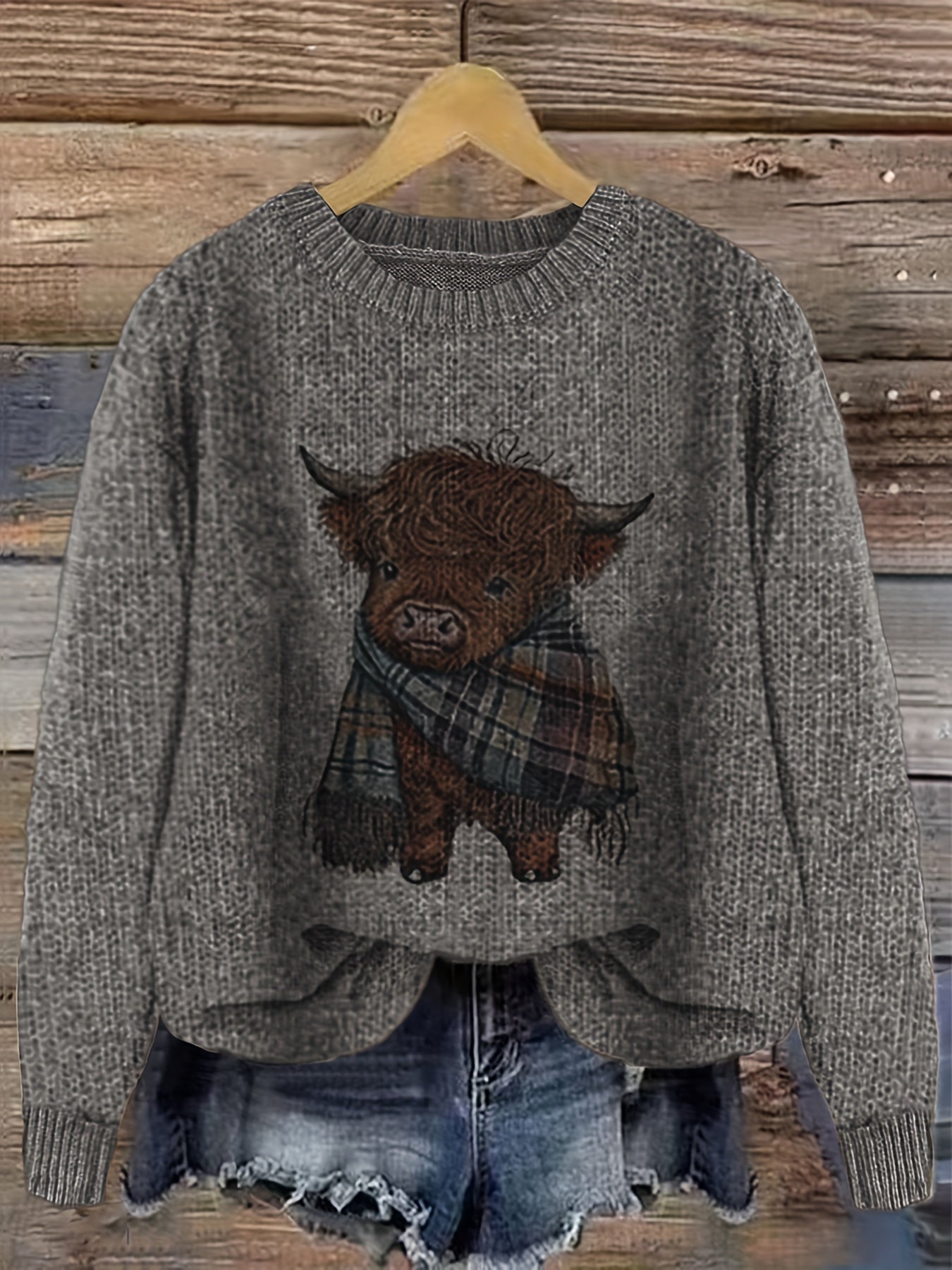 Jessica | Stylish Highland Cow Sweater - Solfae