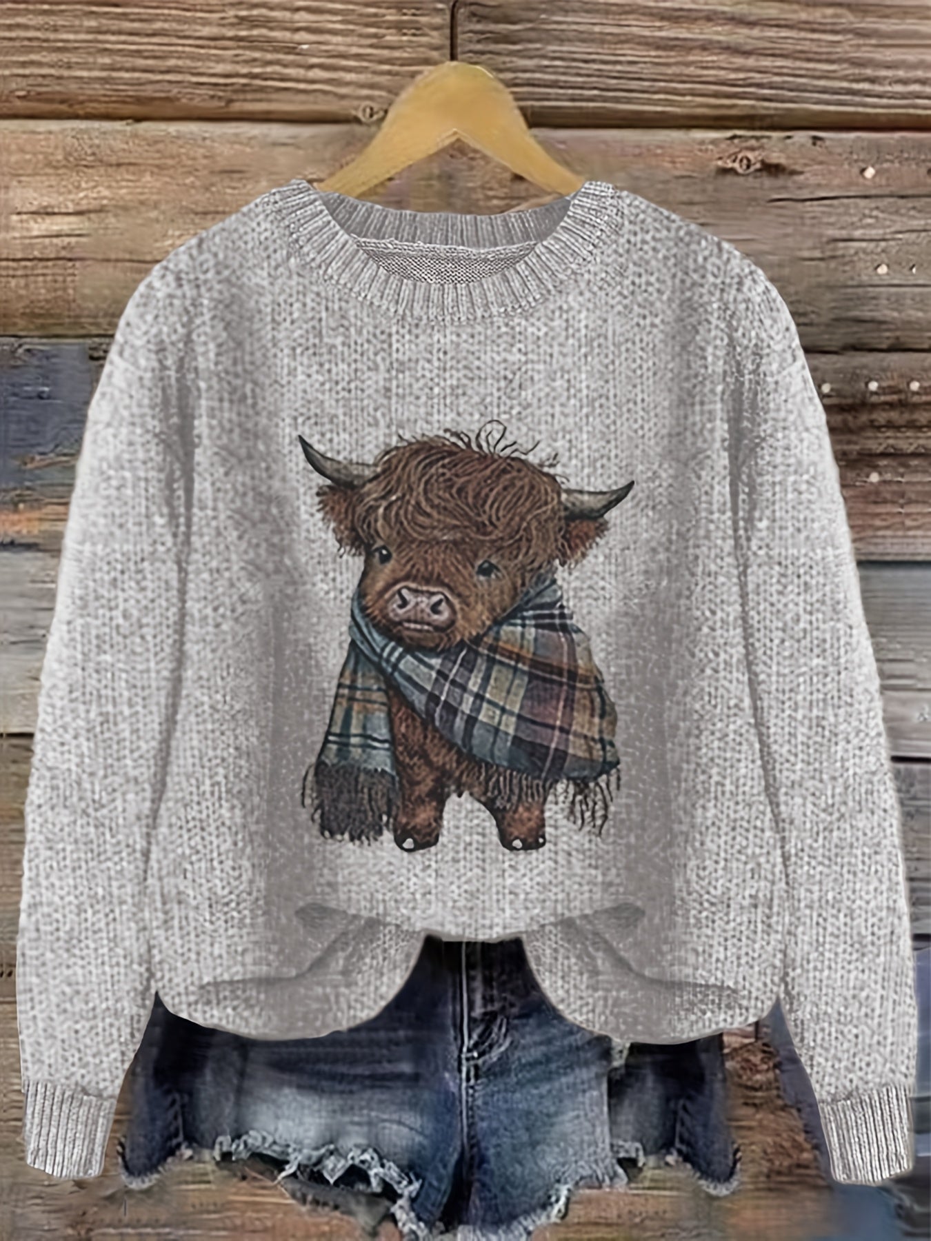 Jessica | Stylish Highland Cow Sweater - Solfae