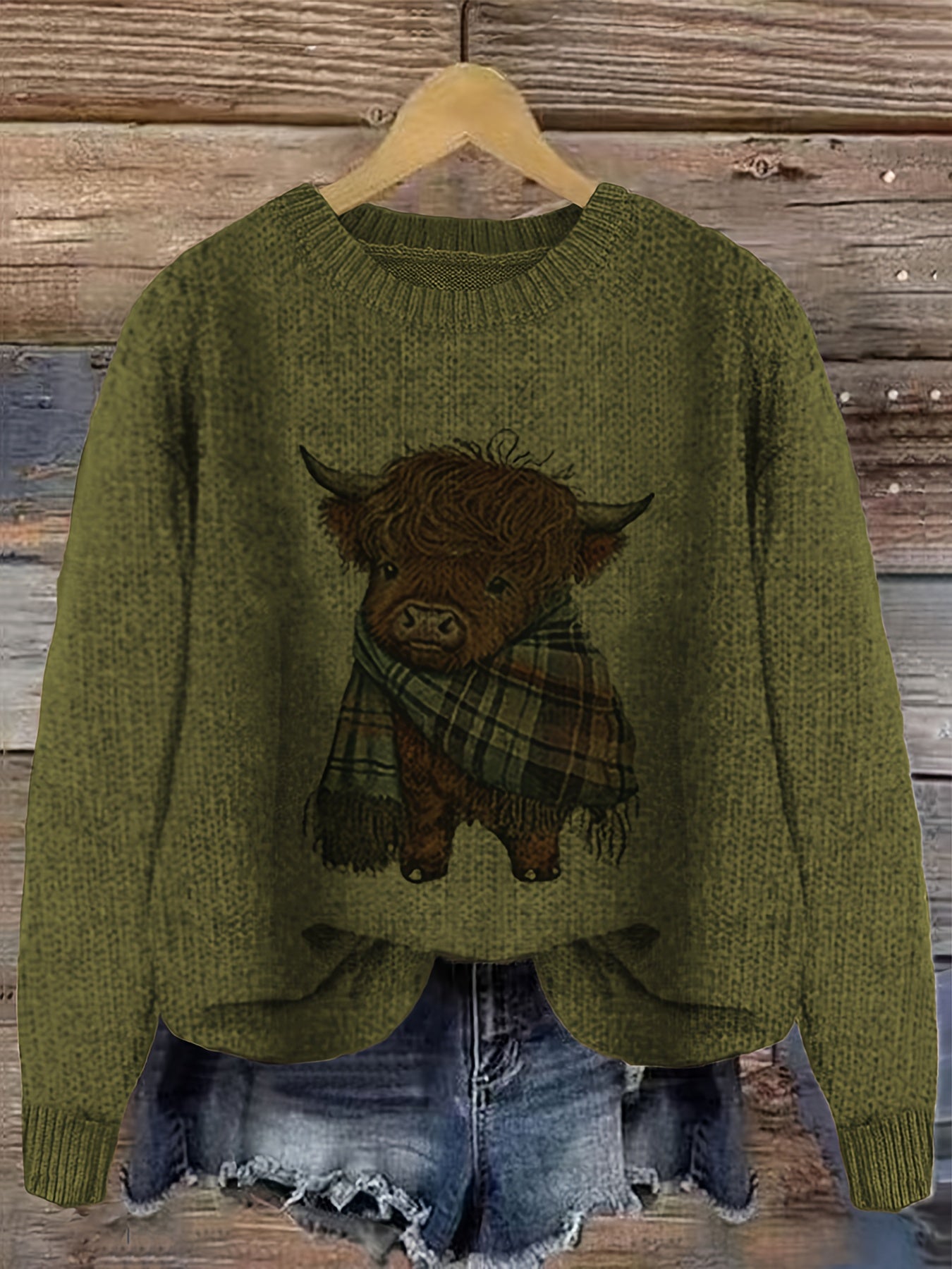 Jessica | Stylish Highland Cow Sweater - Solfae