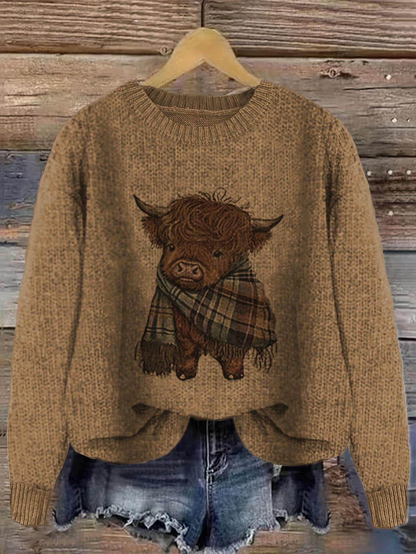 Jessica | Stylish Highland Cow Sweater - Solfae