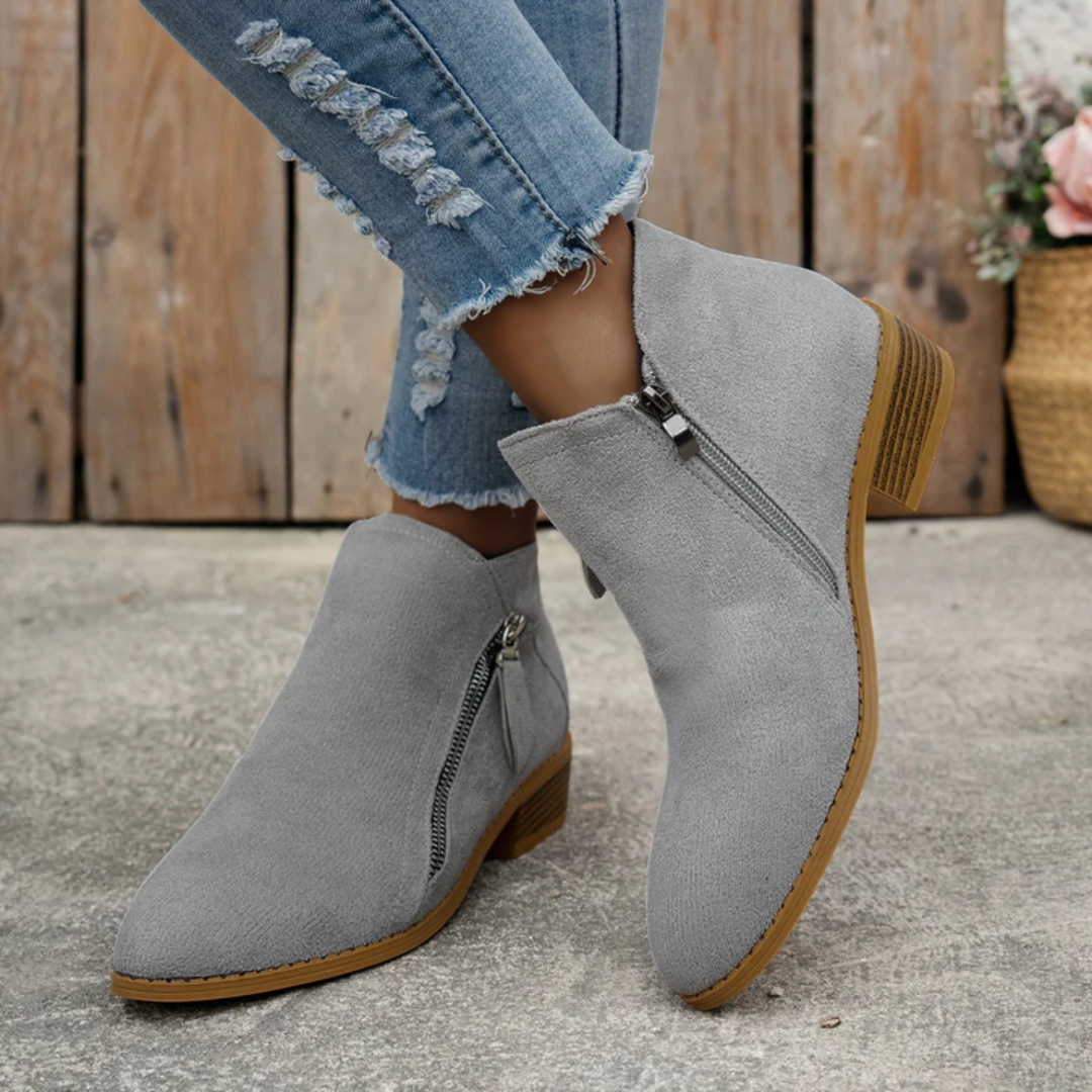 Joanna | Elegant Suede Ankle Boots - Solfae