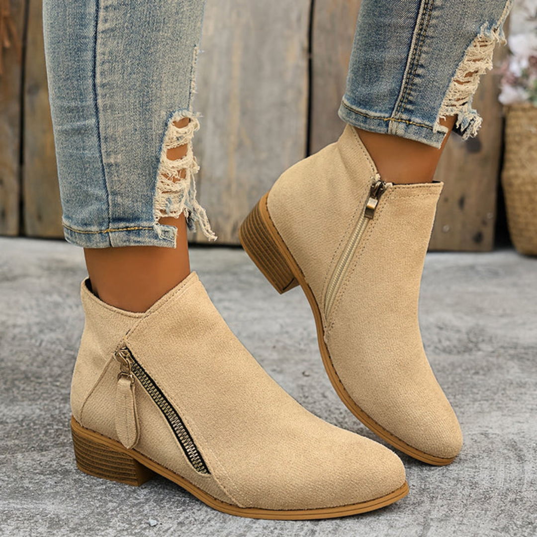 Joanna | Elegant Suede Ankle Boots - Solfae
