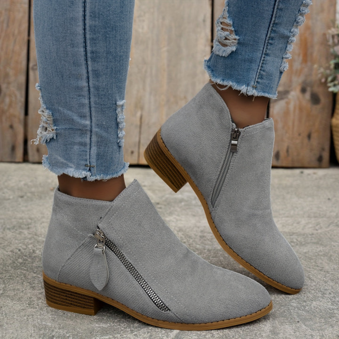 Joanna | Elegant Suede Ankle Boots - Solfae