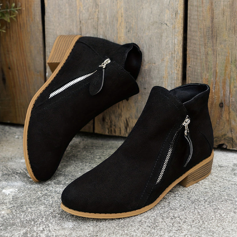 Joanna | Elegant Suede Ankle Boots - Solfae