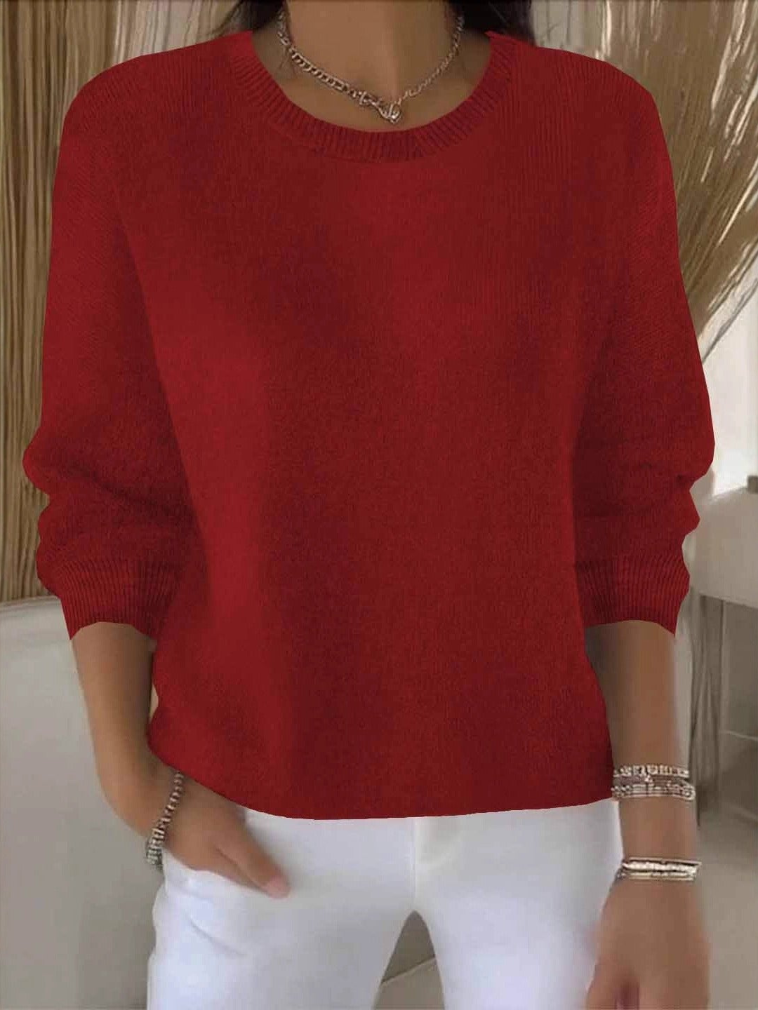 Joyce | Elegant Crewneck Knit Sweater - Solfae