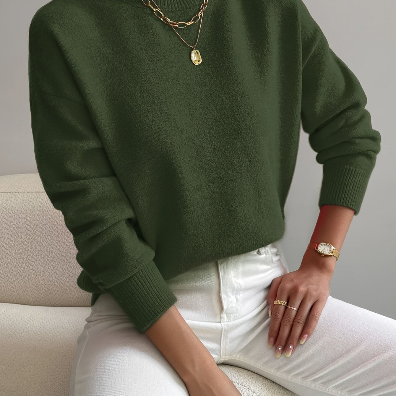 Kelly | Elegant Neck Knit Sweater - Solfae
