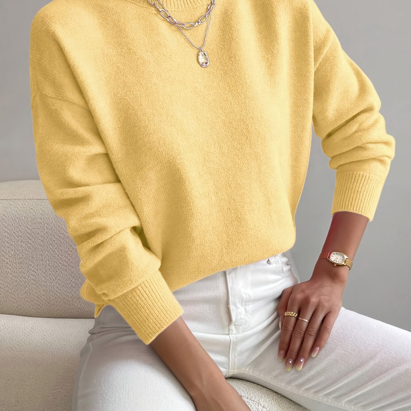Kelly | Elegant Neck Knit Sweater - Solfae
