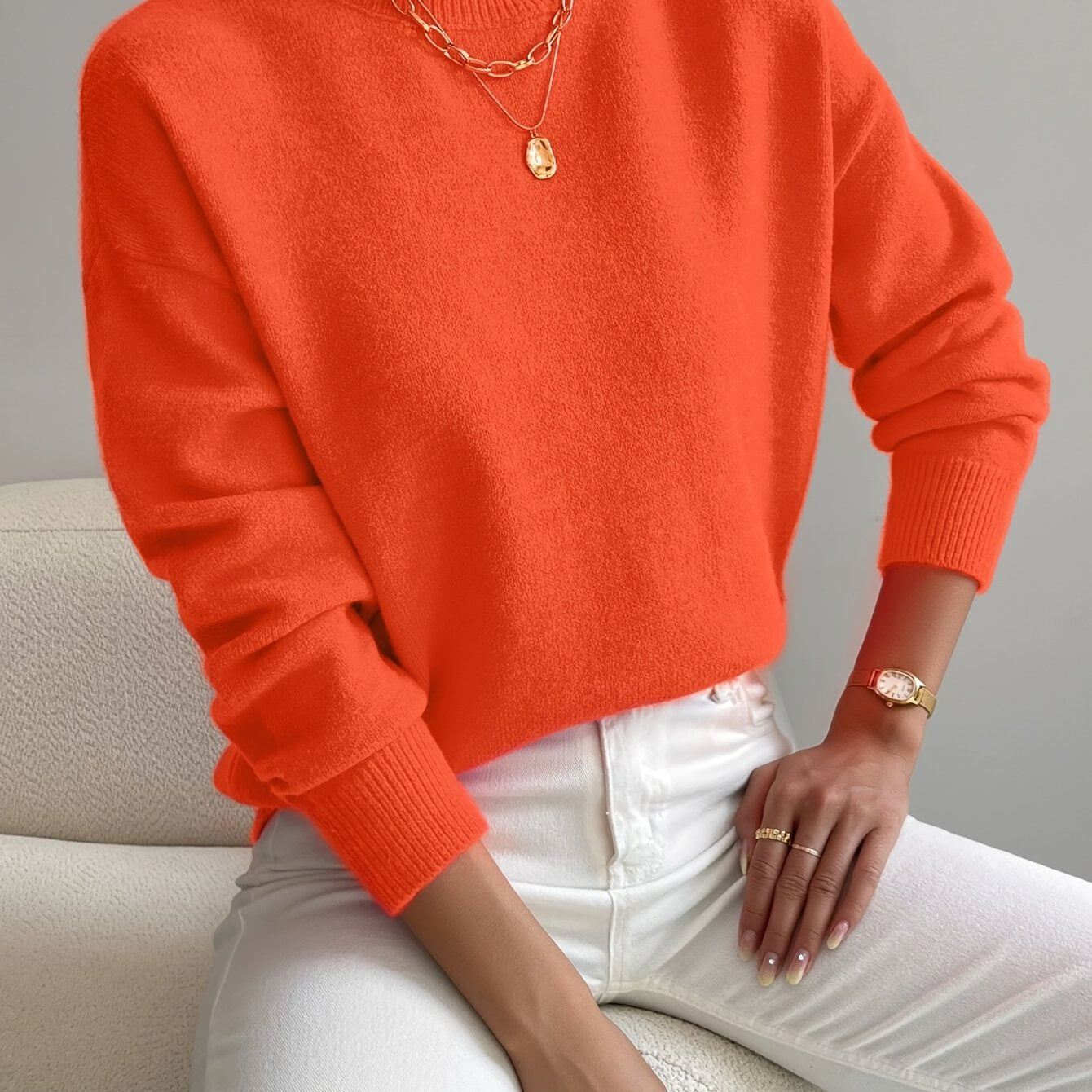 Kelly | Elegant Neck Knit Sweater - Solfae