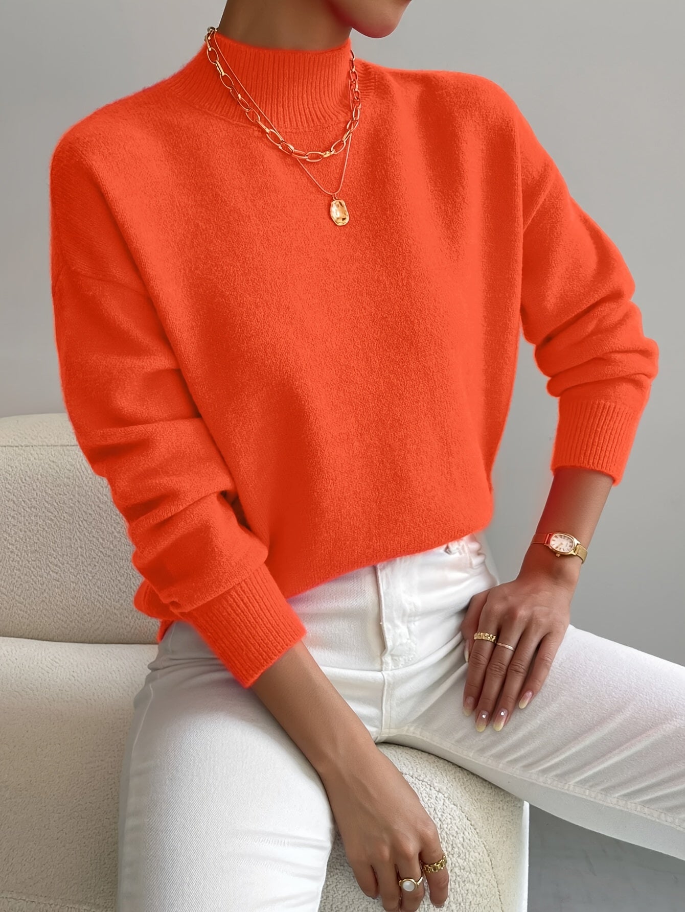Kelly | Elegant Neck Knit Sweater - Solfae