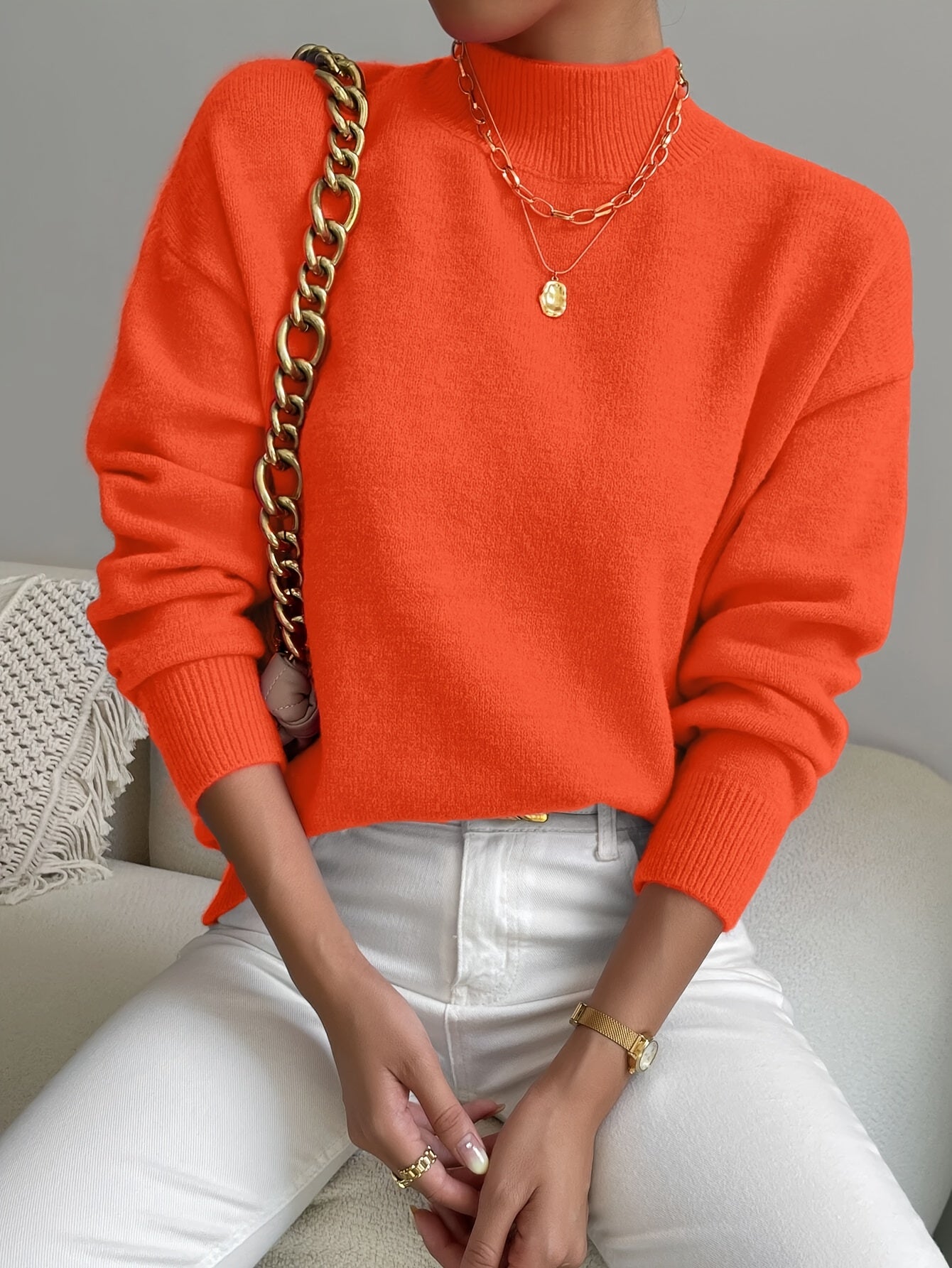 Kelly | Elegant Neck Knit Sweater - Solfae