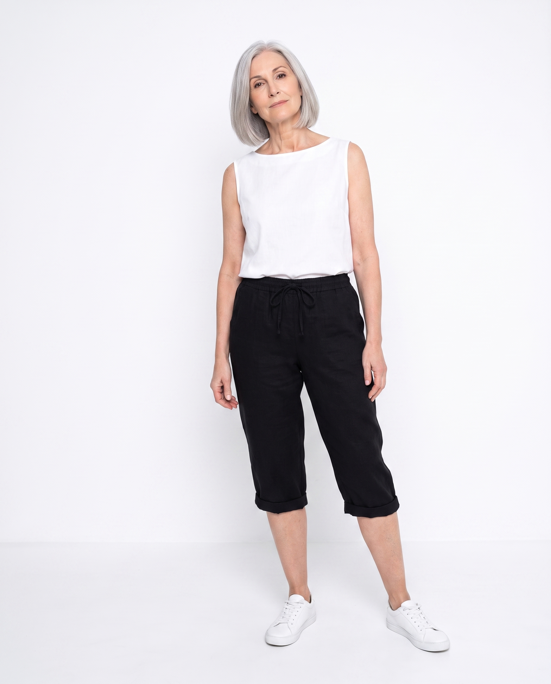 Kelly | Relaxed Cuffed Capri Pants - Solfae