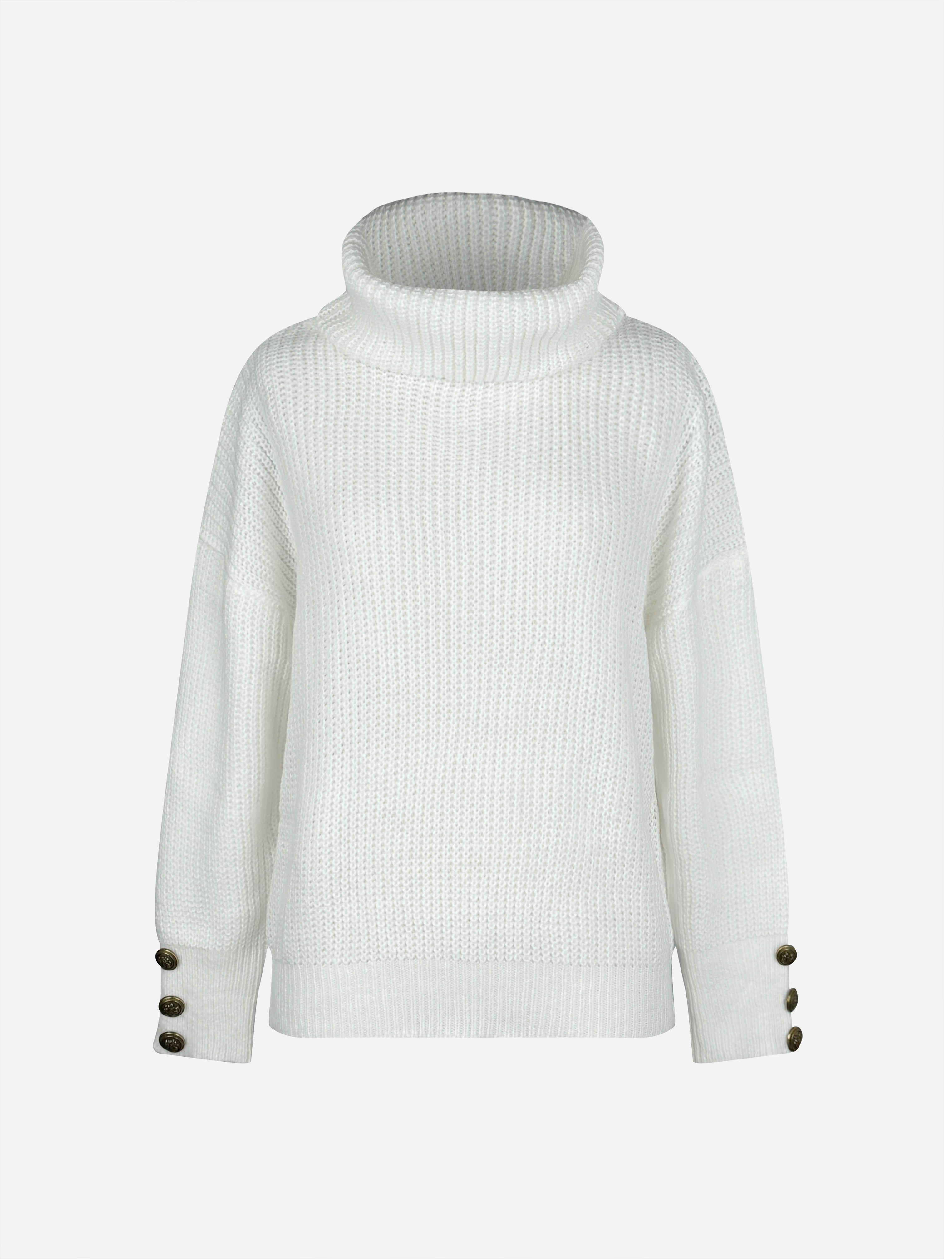 Kimberly | Elegant Cowl-Neck Button Sweater - Solfae