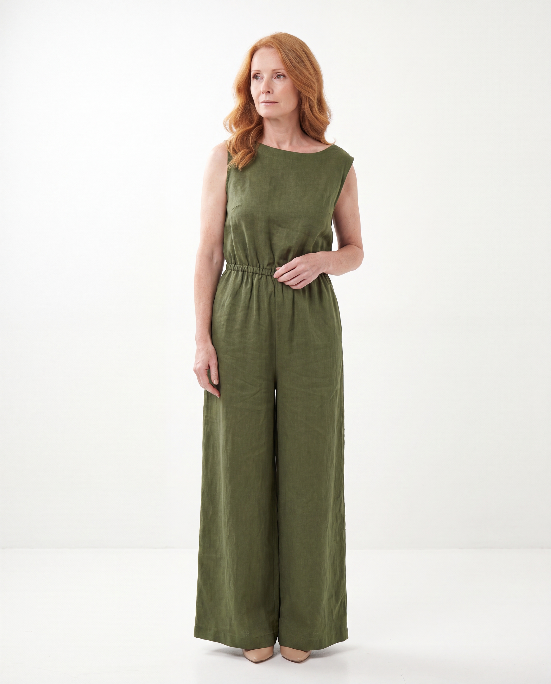 Kimberly | Elegant Linen Wide-Leg Jumpsuit - Solfae
